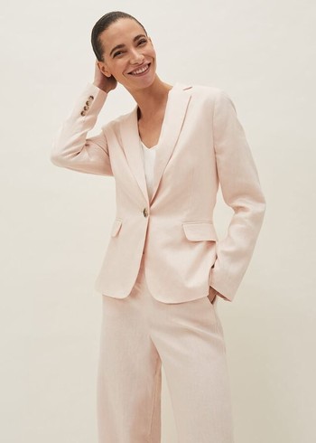 Phase Eight Keller Linen Jackets Pink USA | 7148956-RY